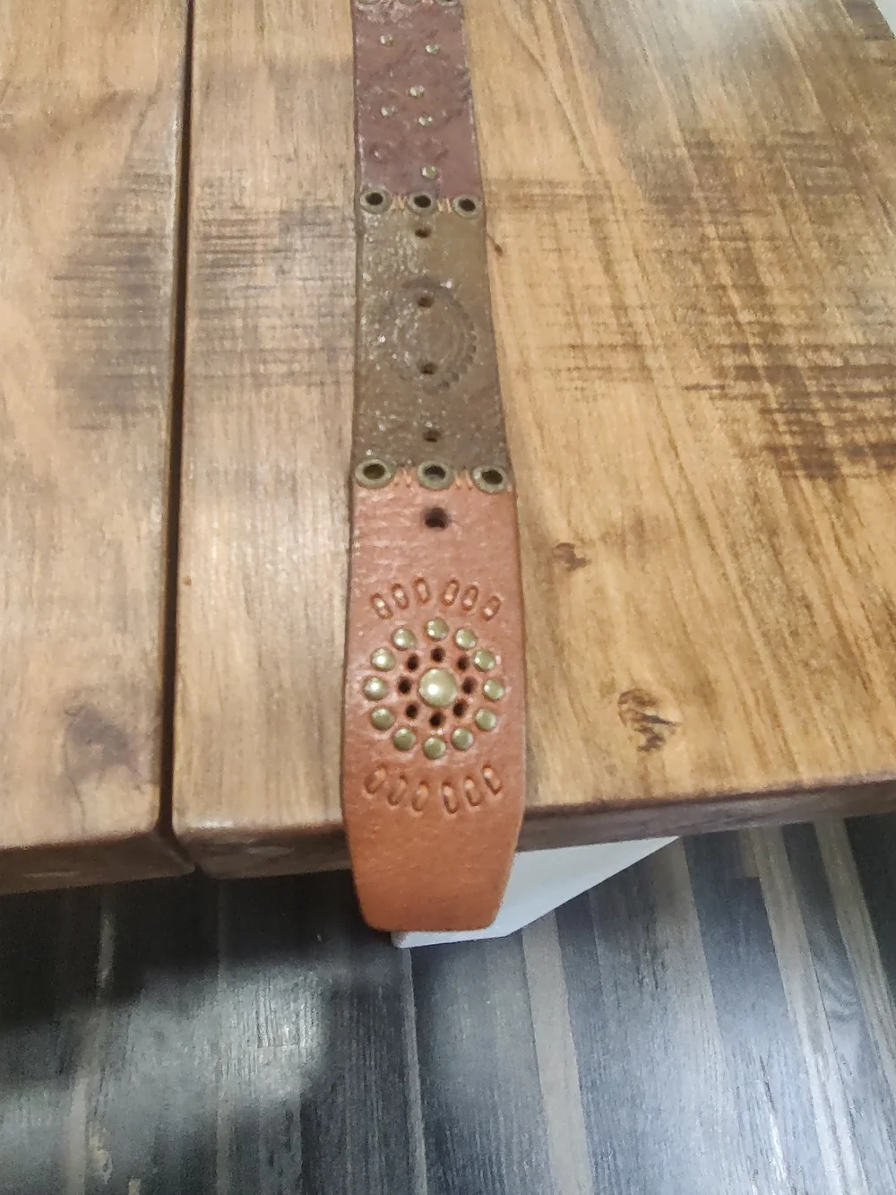 Vintage, Genuine Fossil Patchwork Leather Belt. Size L